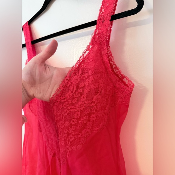 Vintage Henson-Kickernick Pink Coral Lace Slip Dress Pinup Lingerie Boudoir sz34 - Picture 5 of 16
